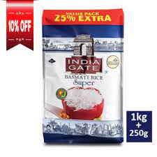 INDIA GATE BASMATI RICE SUPER 1KG 250gm Free